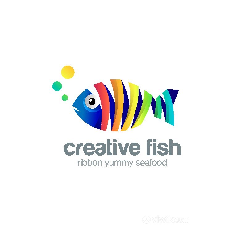 五彩鱼标志图标矢量logo设计素材