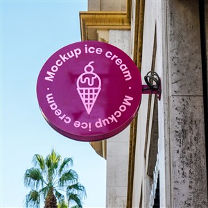 冰淇淋店店招貼圖樣機