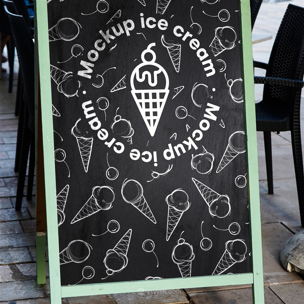 冰淇淋店水牌贴图样机