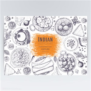 印度煎饼水果蔬菜美食手绘矢量素材