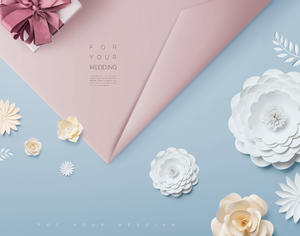 唯美折纸花卉信封礼盒背景素材