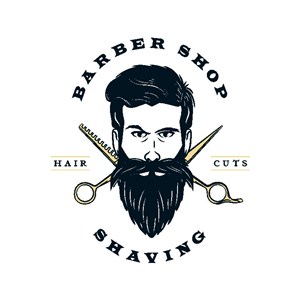 人剪刀图标复古理发店矢量logo设计