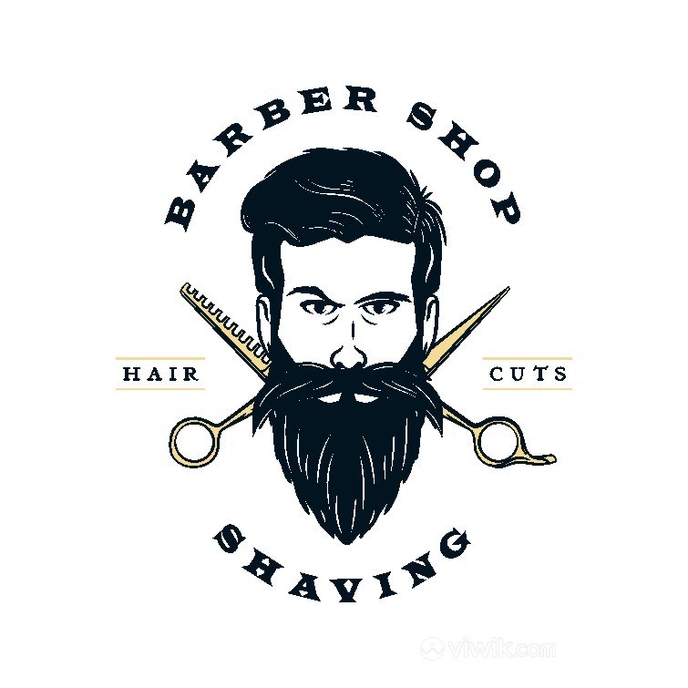 人剪刀图标复古理发店矢量logo设计
