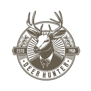 鹿头人图标复古矢量logo设计素材