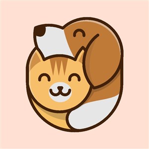 猫狗图标宠物店logo设计