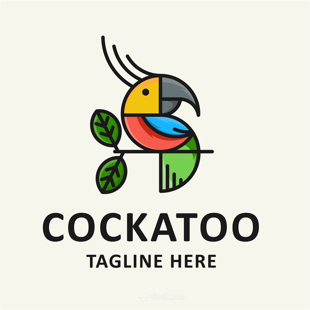 彩色鹦鹉图标服饰时尚品牌矢量logo设计素材