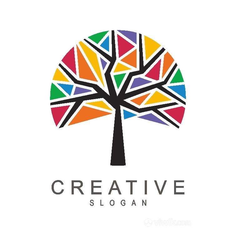 五彩树标志图标矢量logo设计素材