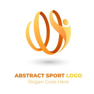 抽象漸變人物運動矢量logo設計