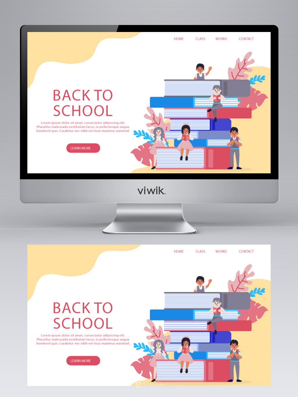 学生书籍插画儿童教育网站banner设计