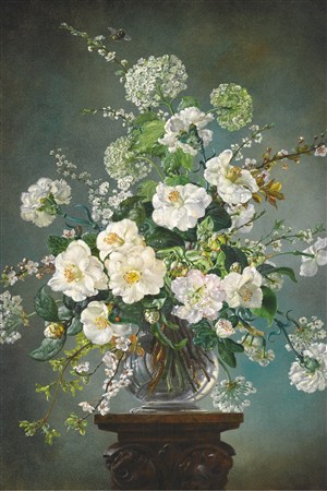 白色花卉油画高清大图