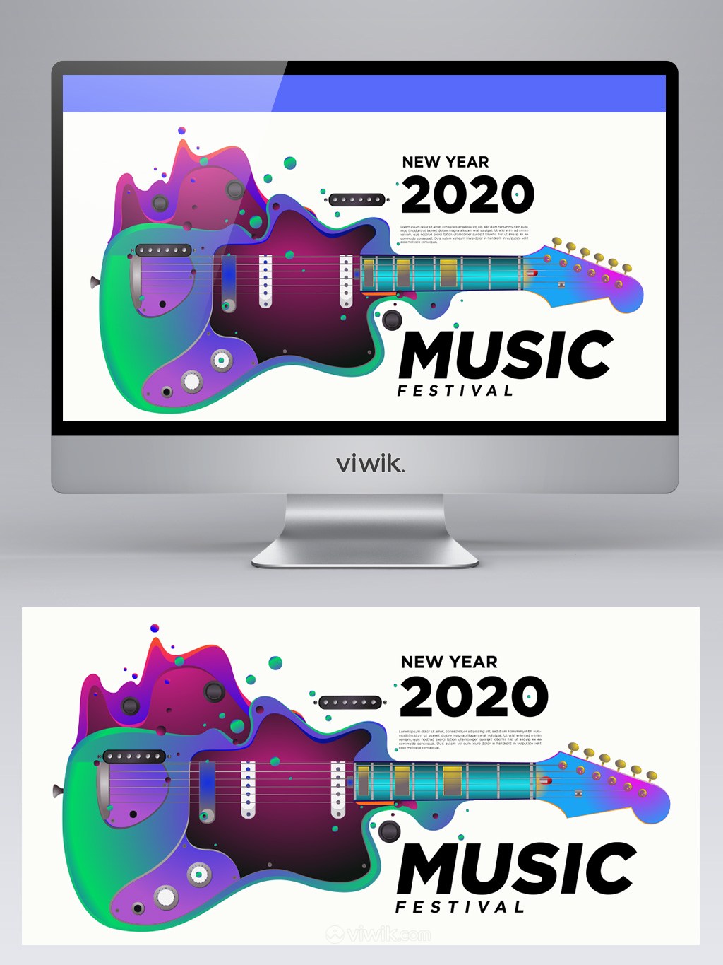 2020吉他扁平插画潮流音乐节网页banner设计
