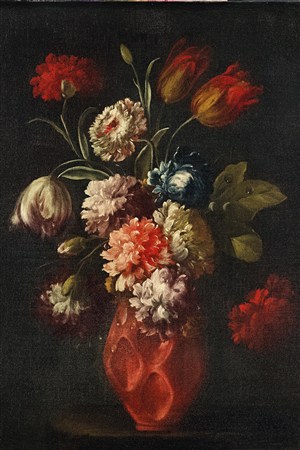 五颜六色康乃馨写意花卉油画作品图片