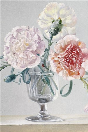 康乃馨写意花卉油画作品图片