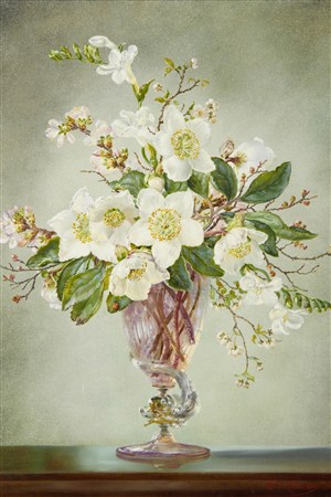 法式装饰画写意花卉油画作品图片