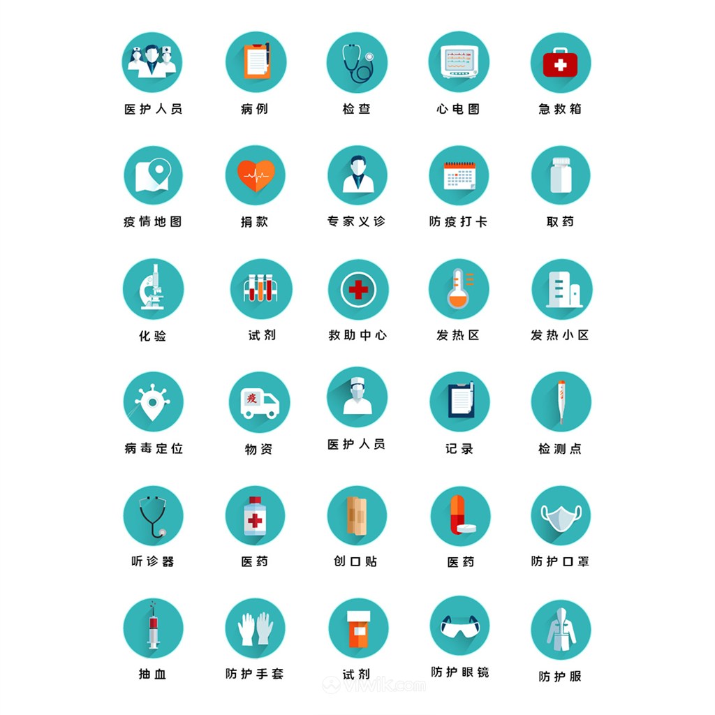 新冠疫情医疗用品图标icon矢量模板