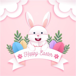 可爱白兔复活节节日海报模板