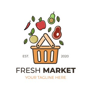 水果篮标志图标水果超市矢量logo