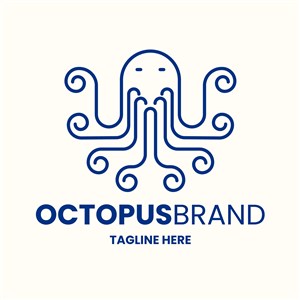 手绘章鱼图标海鲜餐厅矢量logo