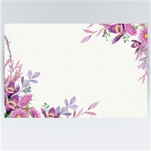 紫色花卉花边边框矢量素材模板