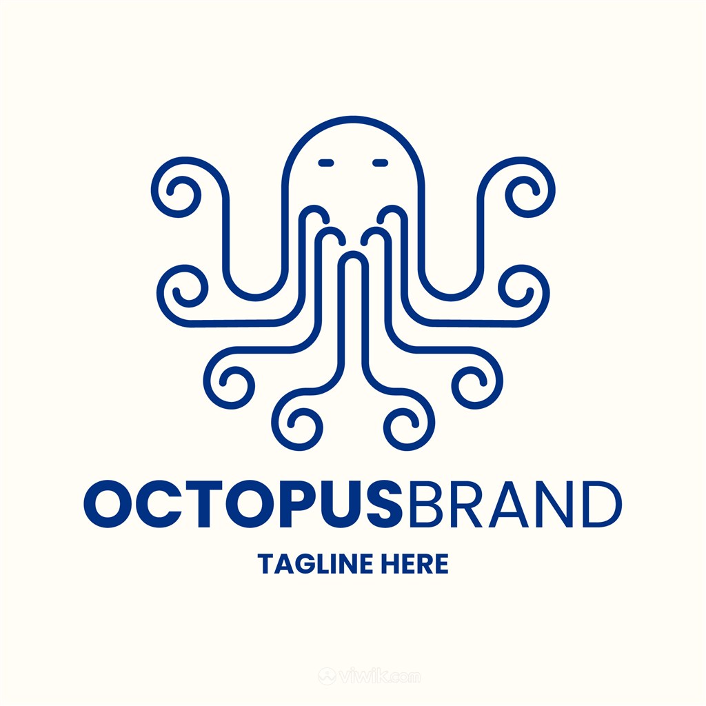 手绘章鱼图标海鲜餐厅矢量logo