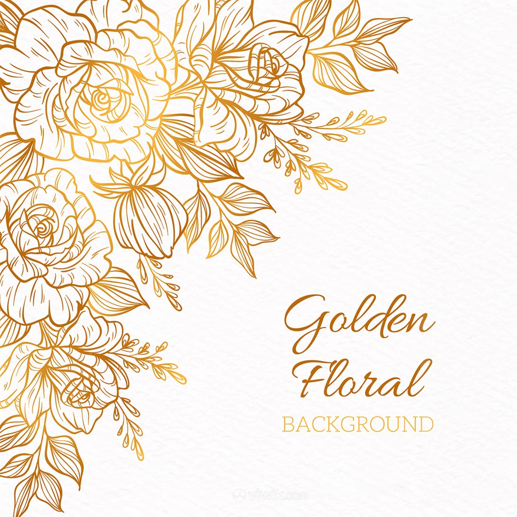 烫金金色玫瑰花花边花纹边框矢量模板