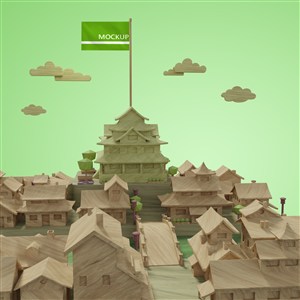 绿色调城市建筑模型