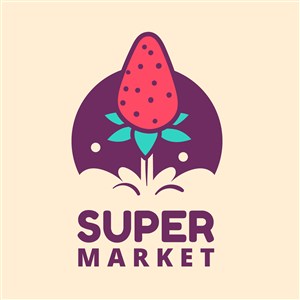 草莓图标水果店矢量logo素材