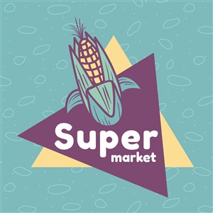 玉米图标超市矢量logo设计素材