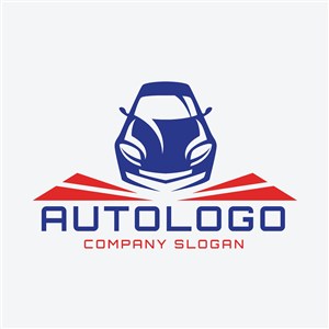蓝色汽车图标汽车矢量logo设计素材