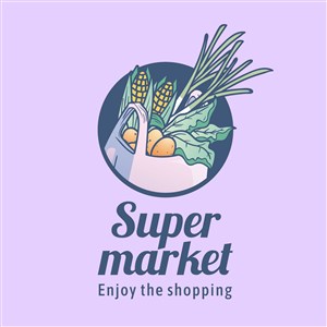 蔬菜购物袋图标超市矢量logo