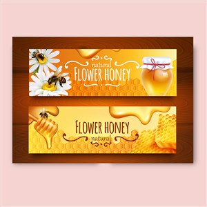 美味蜂蜜宣传广告banner矢量模板