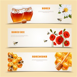簡約蜂蜜美食廣告banner設計模板