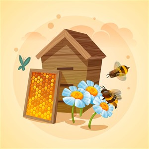 蜜蜂采蜜釀蜜蜂蜜廣告海報矢量素材
