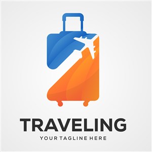 飛機行李箱圖標酒店旅游矢量logo