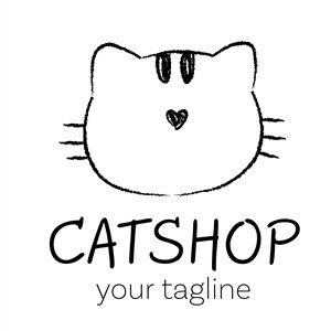 猫头像标志图标宠物店矢量logo设计素材