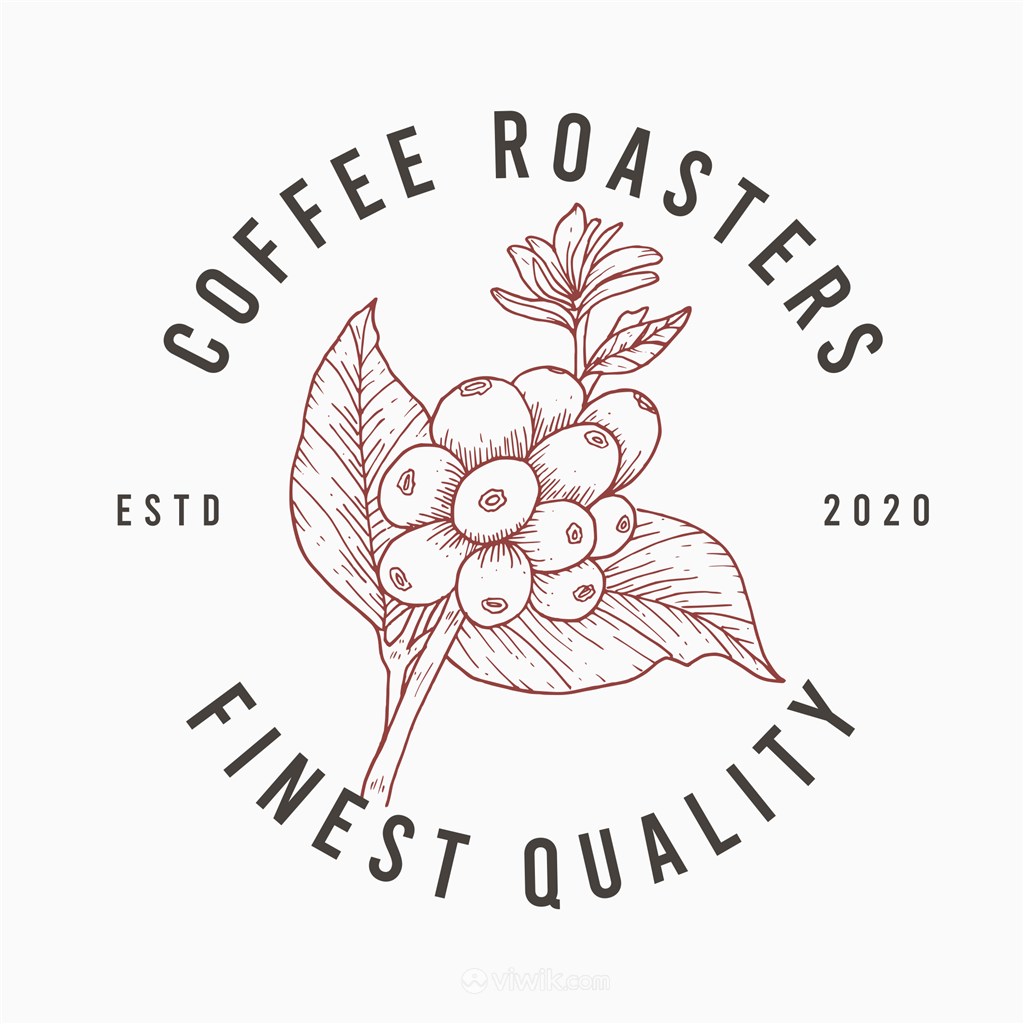 手绘咖啡豆图标咖啡店矢量logo设计素材