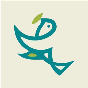 銜著樹葉的小鳥標志圖標美容醫療矢量logo設計素材