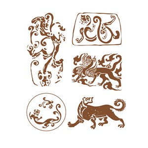 传统中国风神兽纹样矢量素材