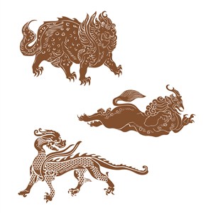 中国风古典神兽纹样矢量素材