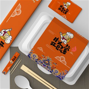 一次性餐具打包盒筷子牙签包装贴图样机