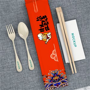 餐巾纸筷子外卖一次性餐具包装贴图样机