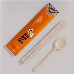 外卖餐具一次性筷子包装贴图样机