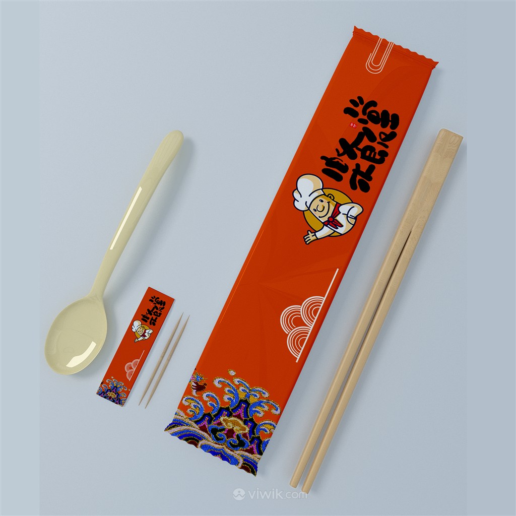 一次性餐具筷子牙签包装贴图样机