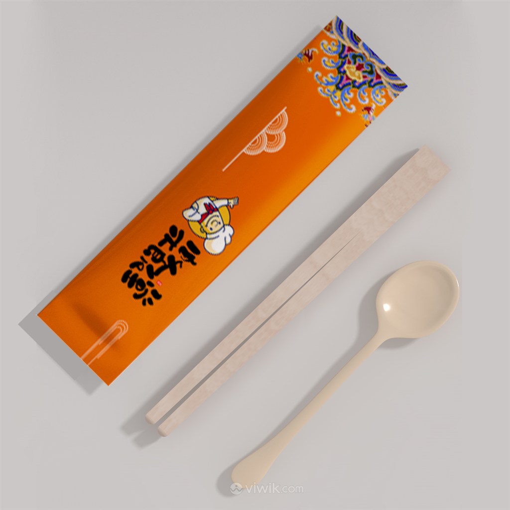 外卖餐具一次性筷子包装贴图样机