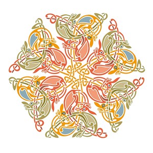 六边形中世纪凯尔特矢量花纹素材