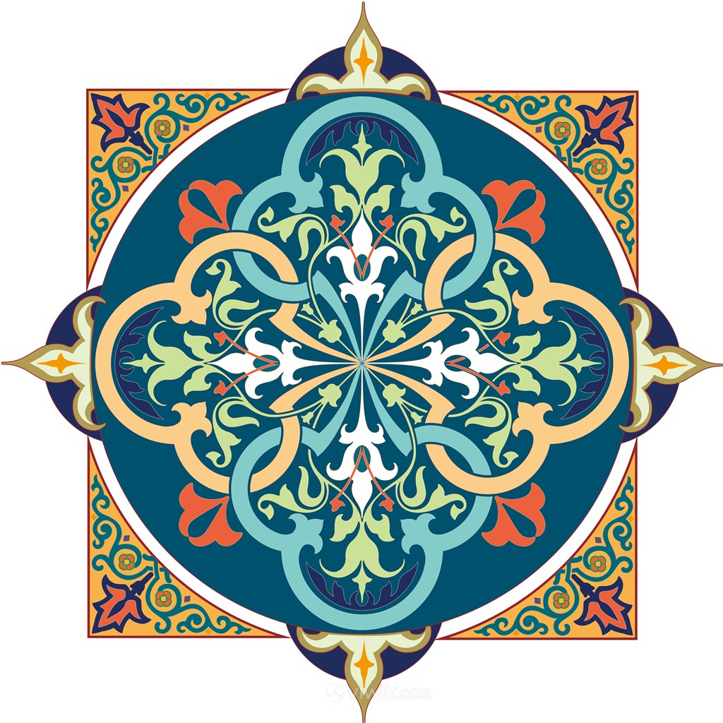 中世纪古典阿拉伯矢量花纹素材