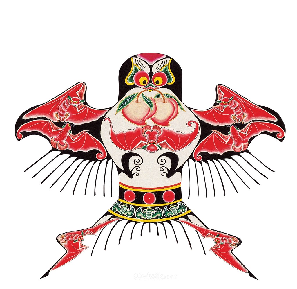 红色仙桃蝙蝠燕子风筝纸鸢民俗节日图片