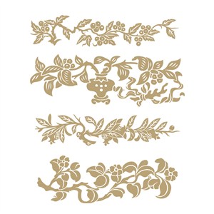 花纹花边吉祥图案4种中国风花草植物纹样矢量素材