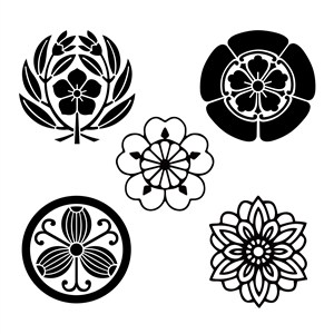 5種吉祥圖案櫻花圖案矢量花朵素材