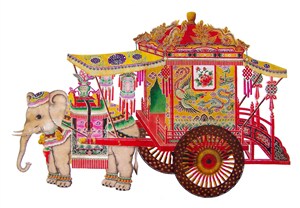 彩色鲜艳的大象拉车皮影戏中国风图片